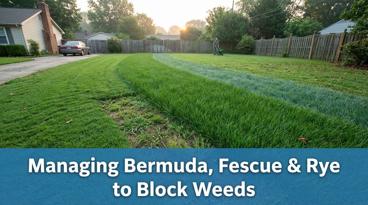 Blog post How We Manage Bermuda, Fescue & Rye to Block Weeds image